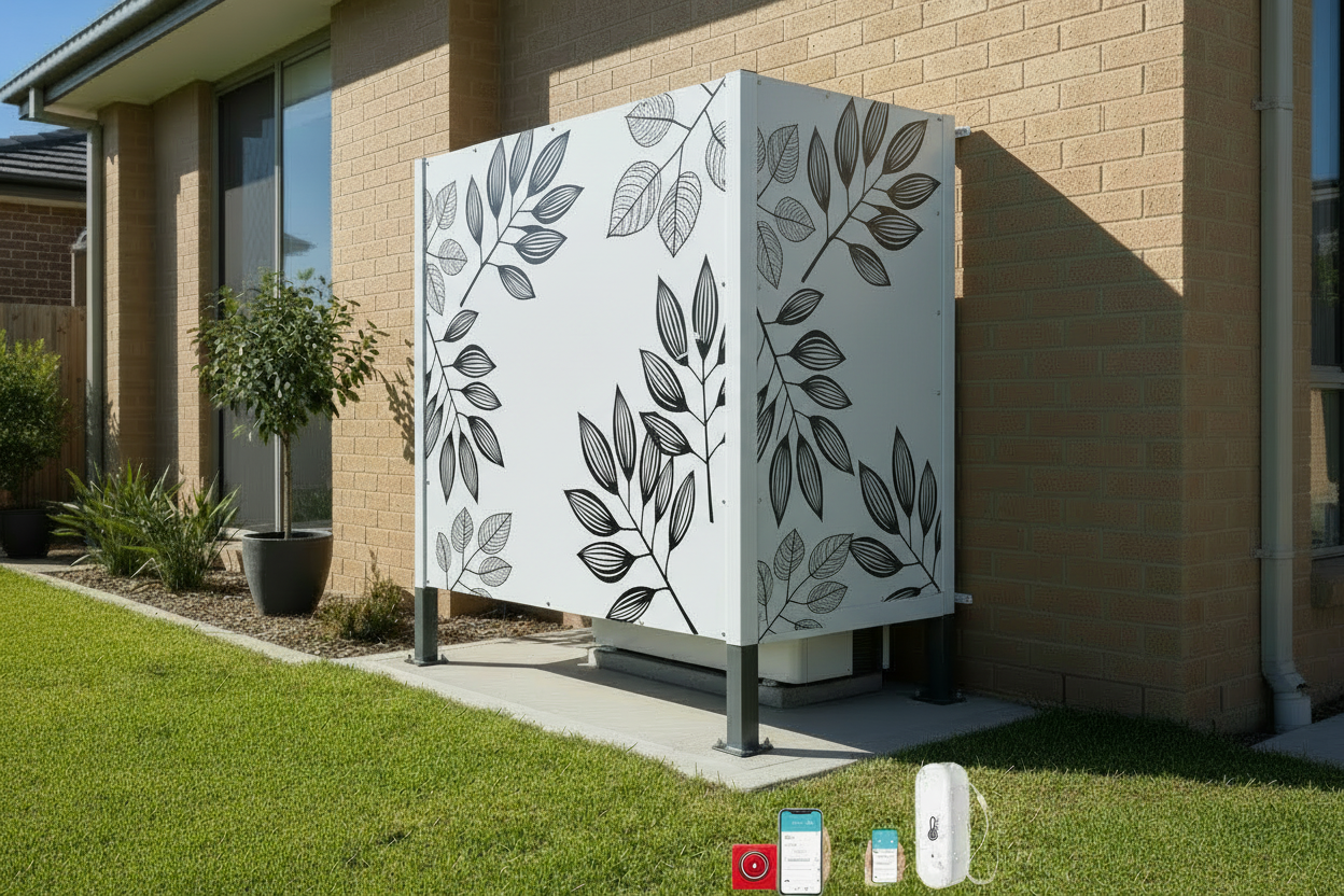 Sunshields with white surface and black leaf design
